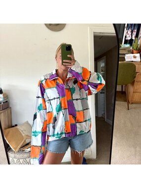 PEARLIZUMI CYCLE WINDBREAKER JACKET WOMENS LARGE MULTICOLOR